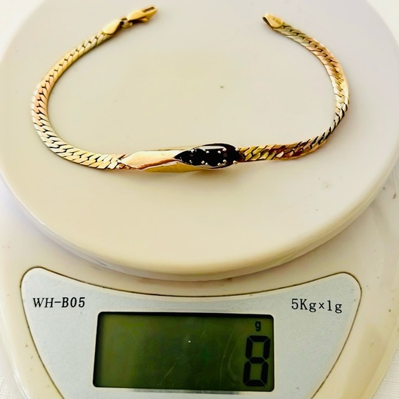 Bracelet~Italy 14K & 3~Garnets / Stamped / Vintage - Picture 16 of 16